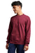 Russell Athletic 698HBM Mens Dri-Power Moisture Wicking Crewneck Sweatshirt Maroon Model Front