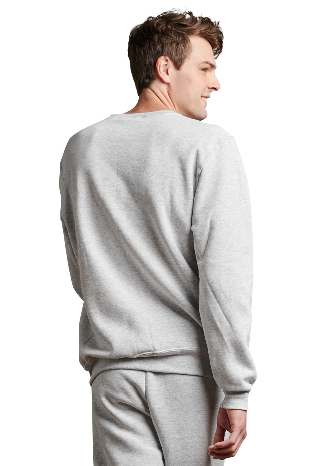 Russell Athletic 698HBM Mens Dri-Power Moisture Wicking Crewneck Sweatshirt Ash Grey Model Back