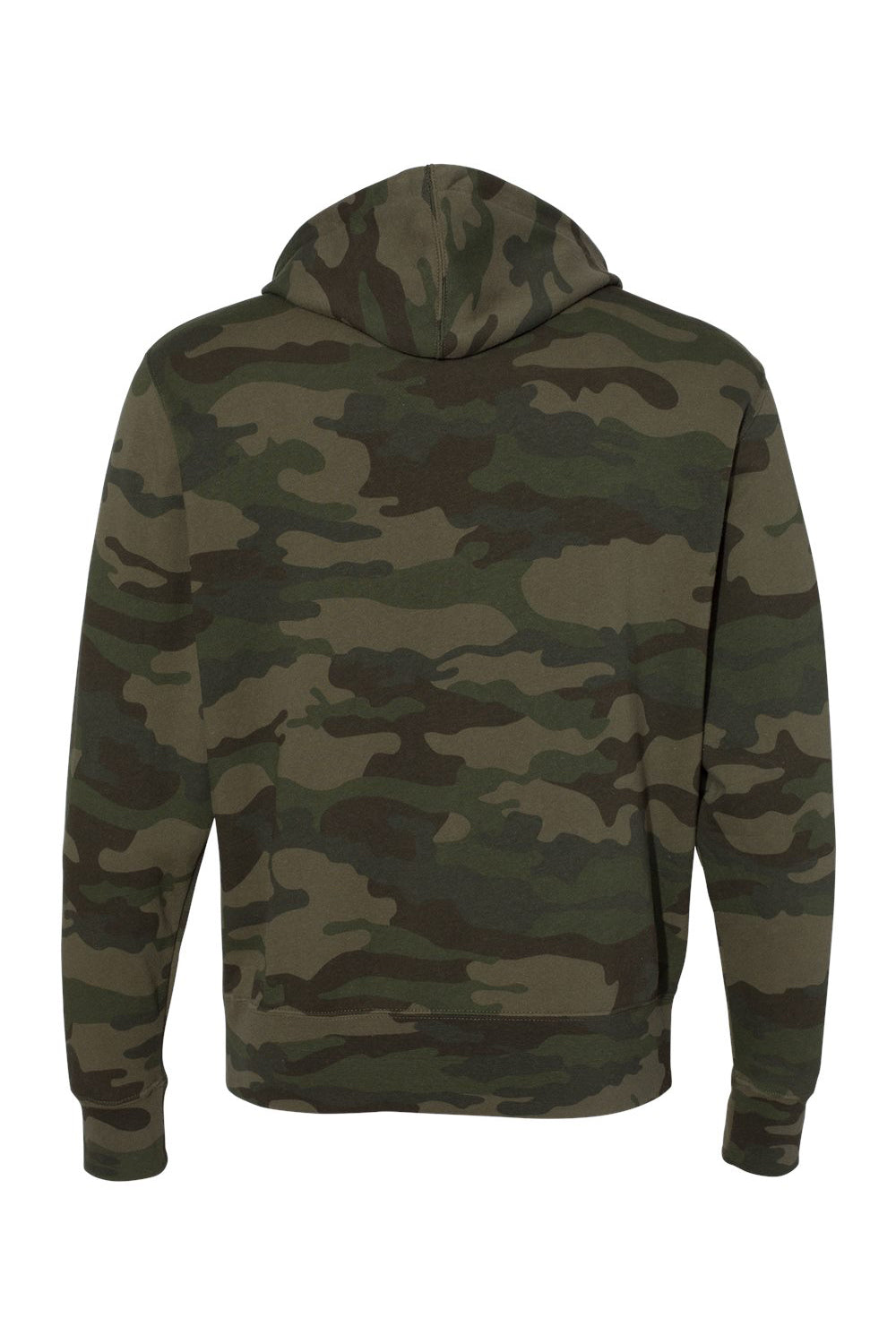 Independent Trading Company AFX90UNZ Mens Full Zip Hooded Sweatshirt Hoodie w/ Pockets Forest Green Camo Flat Back