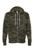 Independent Trading Company AFX90UNZ Mens Full Zip Hooded Sweatshirt Hoodie w/ Pockets Forest Green Camo Flat Front