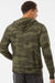 Independent Trading Company AFX90UNZ Mens Full Zip Hooded Sweatshirt Hoodie w/ Pockets Forest Green Camo Model Back