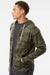 Independent Trading Company AFX90UNZ Mens Full Zip Hooded Sweatshirt Hoodie w/ Pockets Forest Green Camo Model Side
