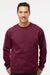 Independent Trading Company SS3000 Mens Crewneck Sweatshirt Maroon Model Front