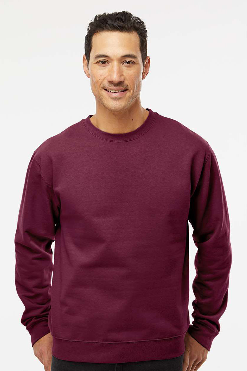 Independent Trading Company SS3000 Mens Crewneck Sweatshirt Maroon Model Front
