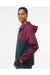 Independent Trading Co. EXP54LWZ Mens Full Zip Windbreaker Hooded Jacket Maroon/Classic Navy Blue Model Side