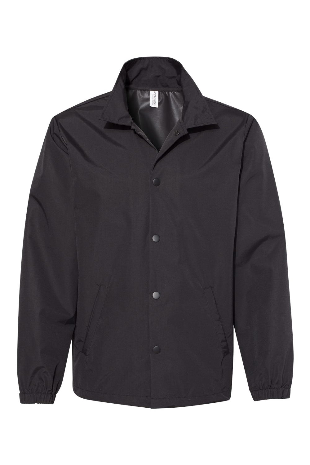 Independent Trading Company EXP99CNB Mens Water Resistant Snap Down Coaches Jacket Black/Black Flat Front