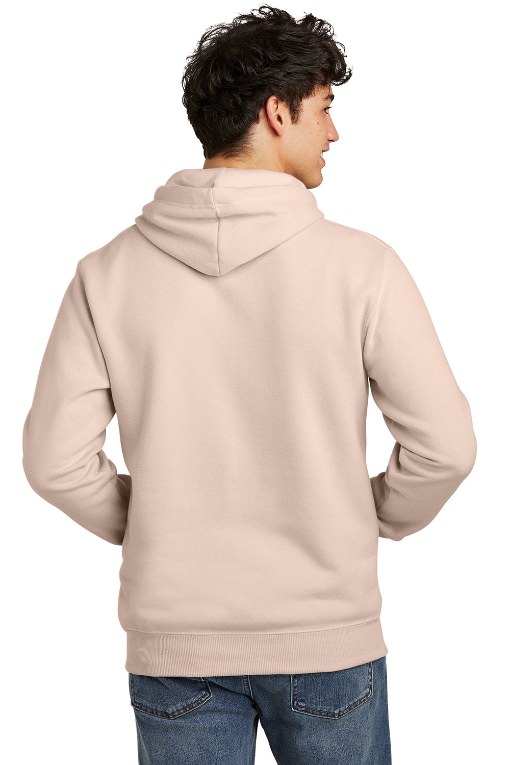 Jerzees 700M/700MR Mens Eco Premium Moisture Wicking Hooded Sweatshirt Hoodie w/ Pouch Pocket Blush Pink Model Back