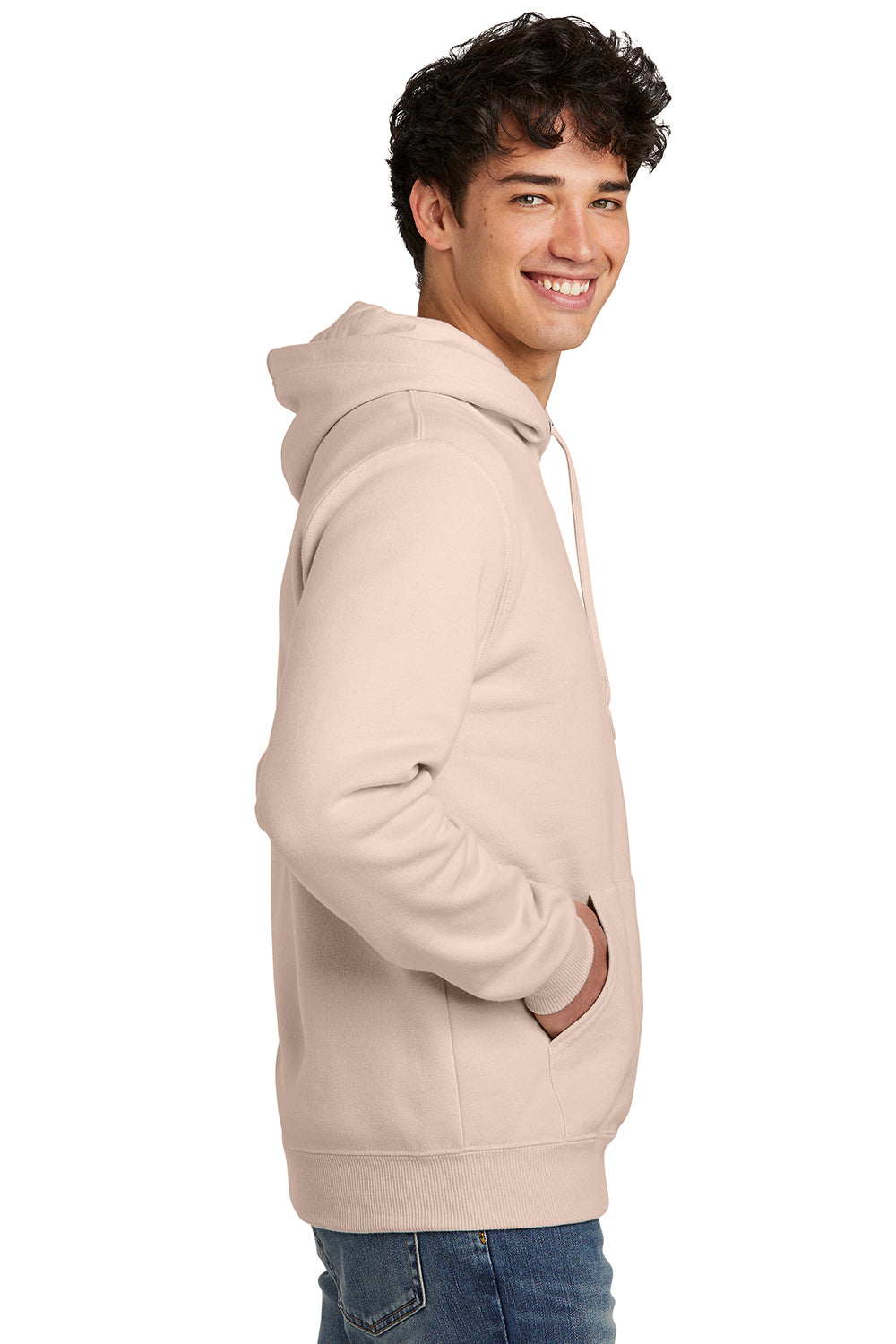 Jerzees 700M/700MR Mens Eco Premium Moisture Wicking Hooded Sweatshirt Hoodie w/ Pouch Pocket Blush Pink Model Side