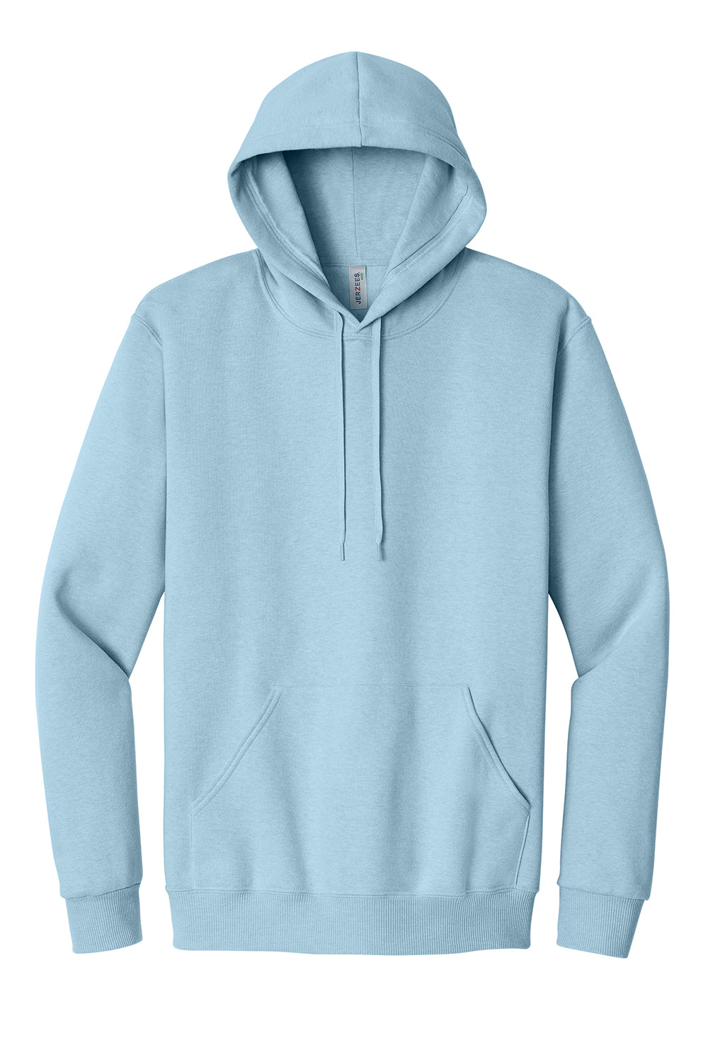 Jerzees 700M/700MR Mens Eco Premium Moisture Wicking Hooded Sweatshirt Hoodie w/ Pouch Pocket Heather Cloud Blue Flat Front