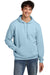 Jerzees 700M/700MR Mens Eco Premium Moisture Wicking Hooded Sweatshirt Hoodie w/ Pouch Pocket Heather Cloud Blue Model Front