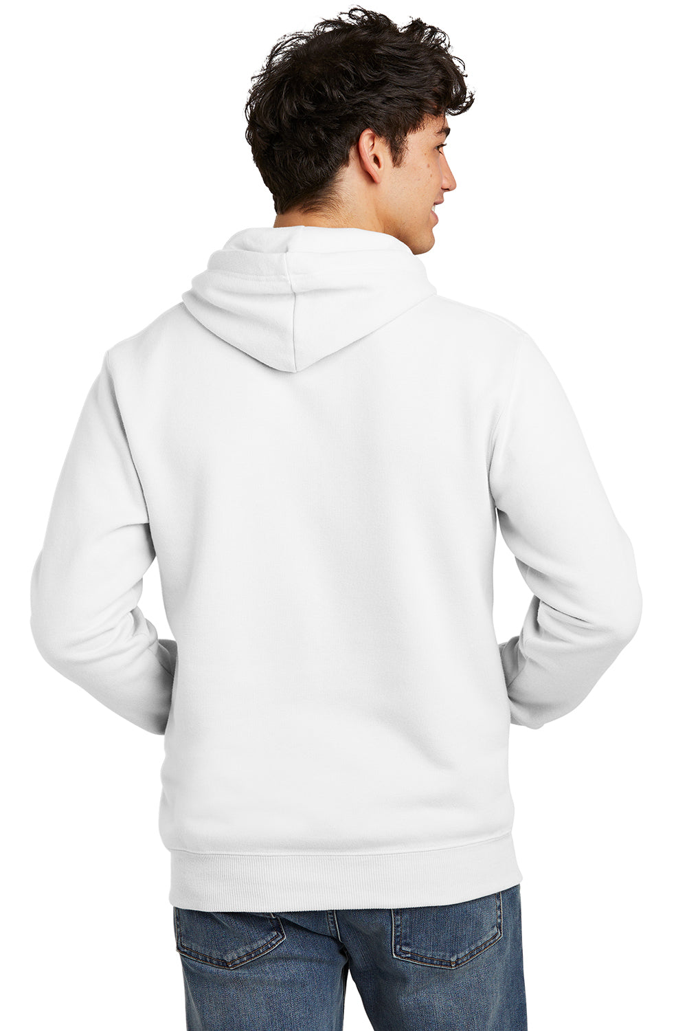 Jerzees 700M/700MR Mens Eco Premium Moisture Wicking Hooded Sweatshirt Hoodie w/ Pouch Pocket White Model Back