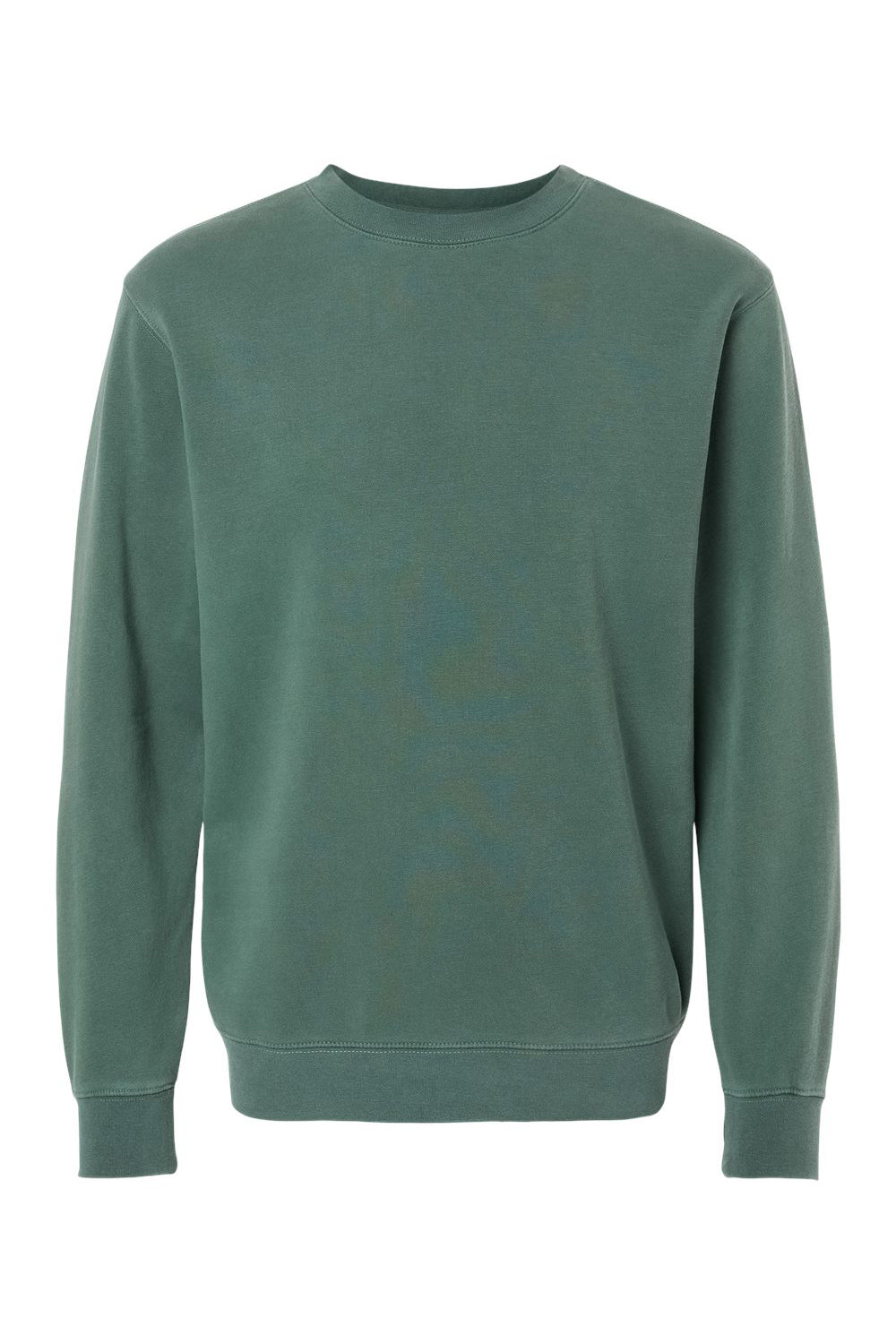 Independent Trading Company PRM3500 Mens Pigment Dyed Crewneck Sweatshirt Alpine Green Flat Front