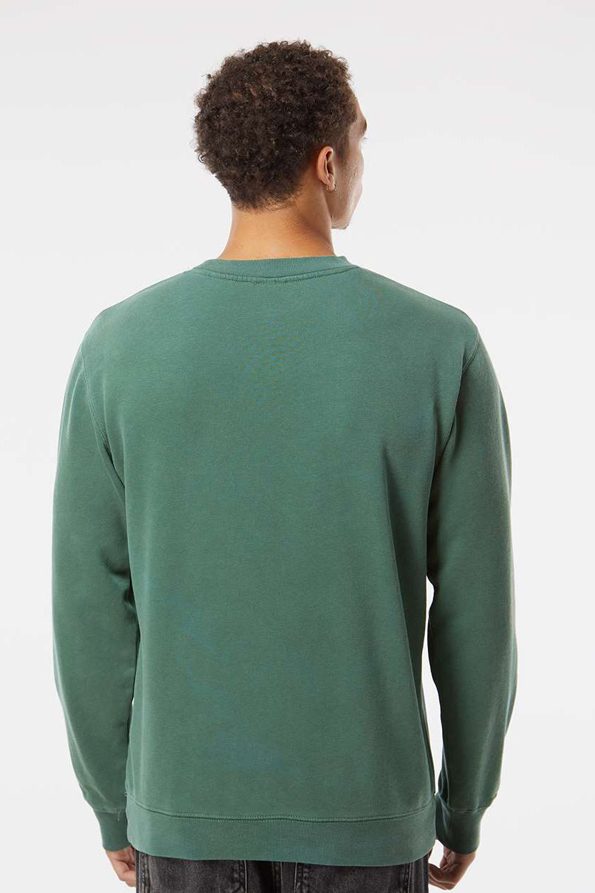 Independent Trading Company PRM3500 Mens Pigment Dyed Crewneck Sweatshirt Alpine Green Model Back