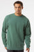 Independent Trading Company PRM3500 Mens Pigment Dyed Crewneck Sweatshirt Alpine Green Model Front