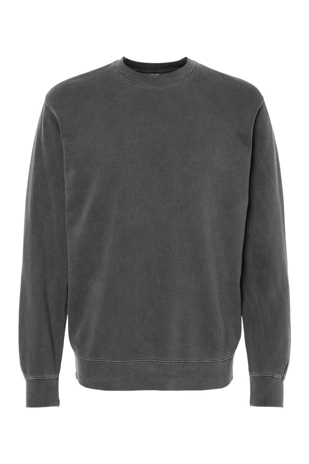 Independent Trading Company PRM3500 Mens Pigment Dyed Crewneck Sweatshirt Black Flat Front