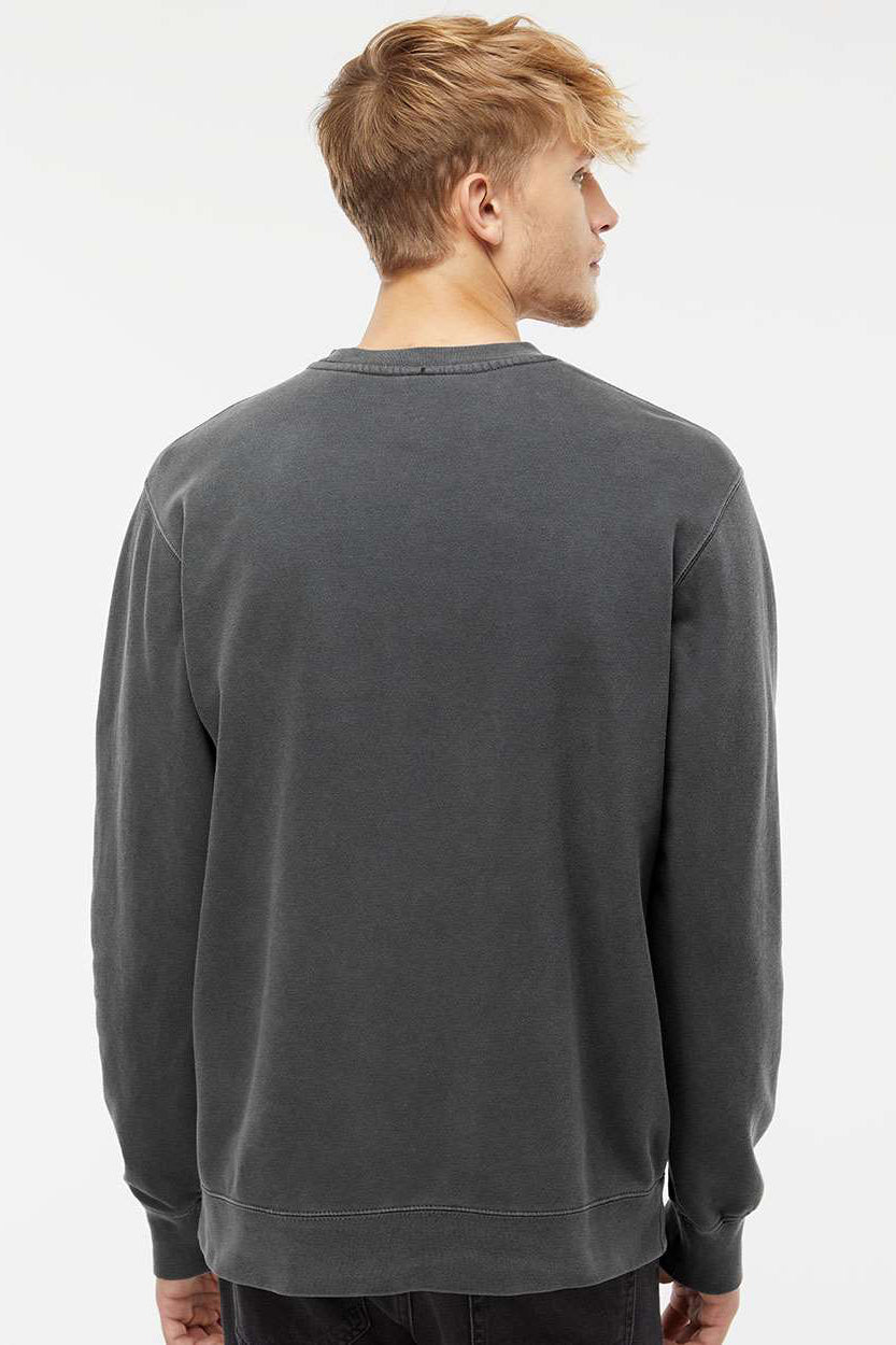 Independent Trading Company PRM3500 Mens Pigment Dyed Crewneck Sweatshirt Black Model Back