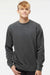 Independent Trading Company PRM3500 Mens Pigment Dyed Crewneck Sweatshirt Black Model Front