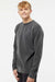 Independent Trading Company PRM3500 Mens Pigment Dyed Crewneck Sweatshirt Black Model Side