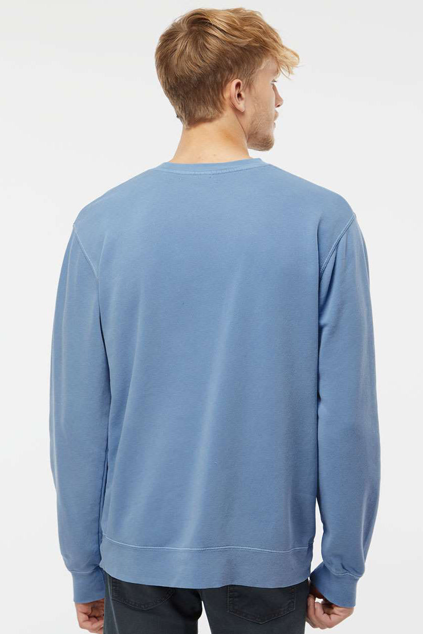 Independent Trading Company PRM3500 Mens Pigment Dyed Crewneck Sweatshirt Light Blue Model Back