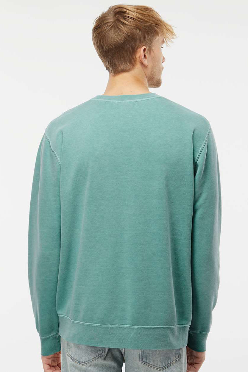 Independent Trading Company PRM3500 Mens Pigment Dyed Crewneck Sweatshirt Mint Green Model Back