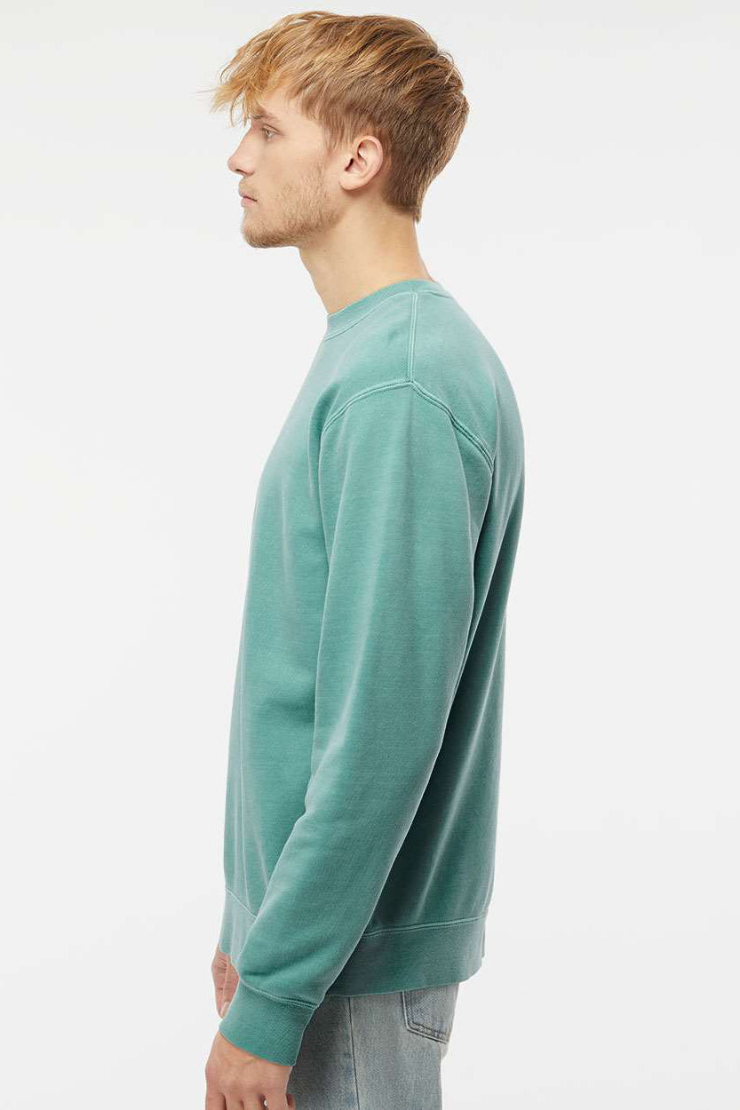 Independent Trading Company PRM3500 Mens Pigment Dyed Crewneck Sweatshirt Mint Green Model Side
