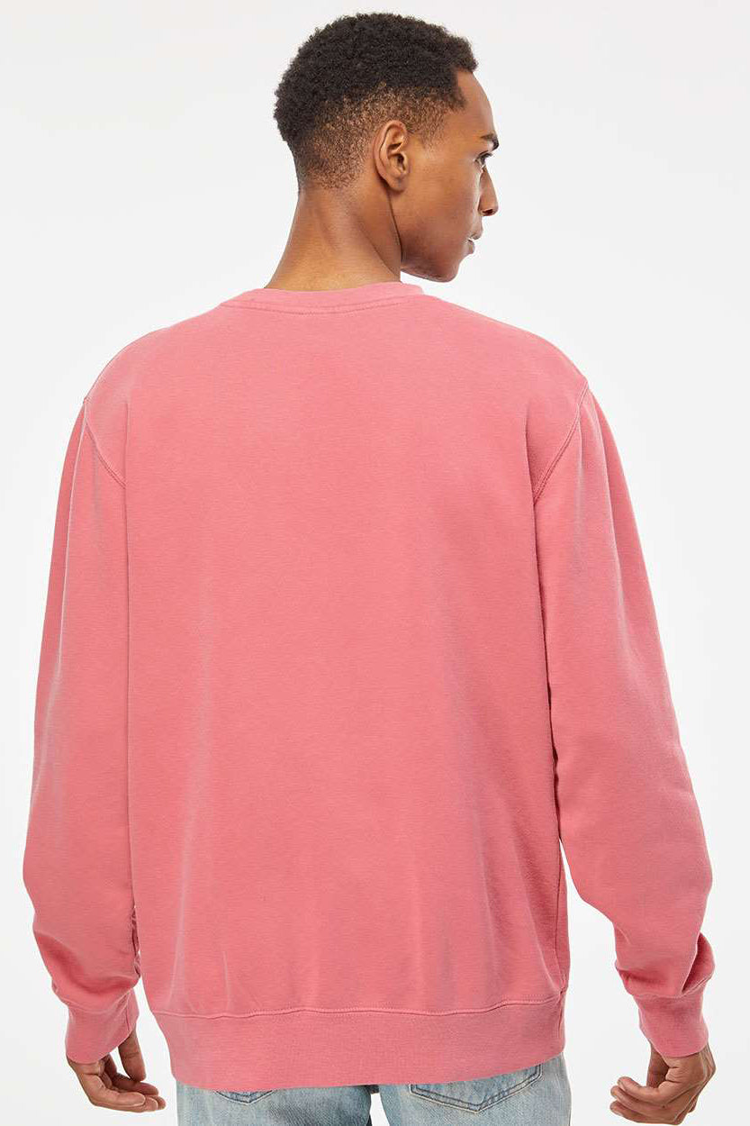 Independent Trading Company PRM3500 Mens Pigment Dyed Crewneck Sweatshirt Pink Model Back