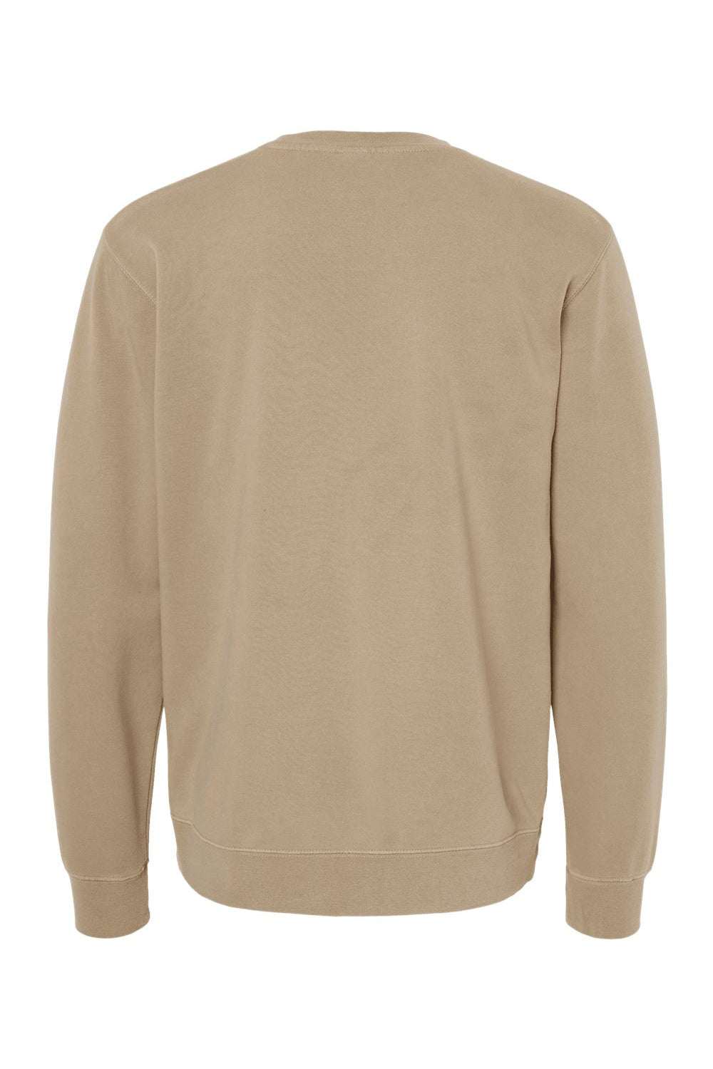 Independent Trading Company PRM3500 Mens Pigment Dyed Crewneck Sweatshirt Sandstone Brown Flat Back