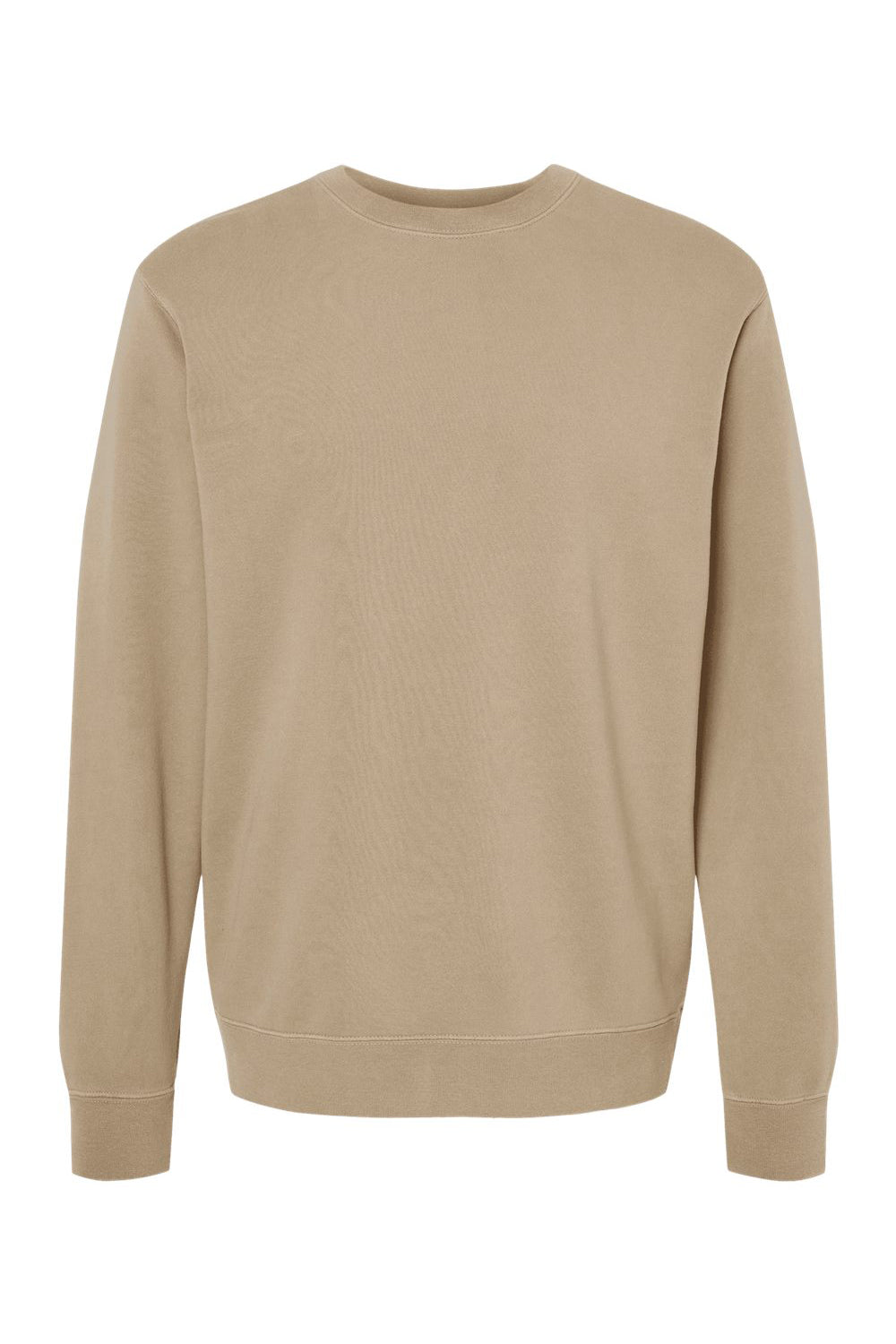 Independent Trading Company PRM3500 Mens Pigment Dyed Crewneck Sweatshirt Sandstone Brown Flat Front