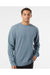 Independent Trading Co. PRM3500 Mens Pigment Dyed Crewneck Sweatshirt Slate Blue Model Front