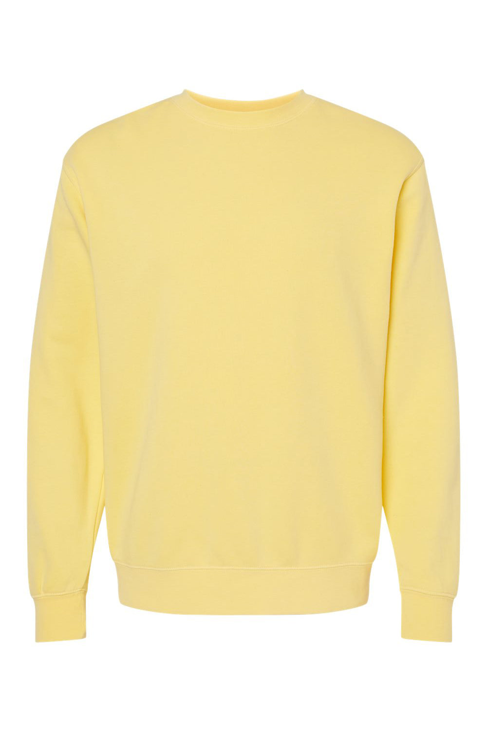 Independent Trading Company PRM3500 Mens Pigment Dyed Crewneck Sweatshirt Yellow Flat Front