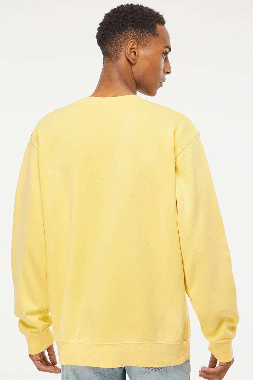 Independent Trading Company PRM3500 Mens Pigment Dyed Crewneck Sweatshirt Yellow Model Back