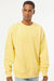 Independent Trading Company PRM3500 Mens Pigment Dyed Crewneck Sweatshirt Yellow Model Front