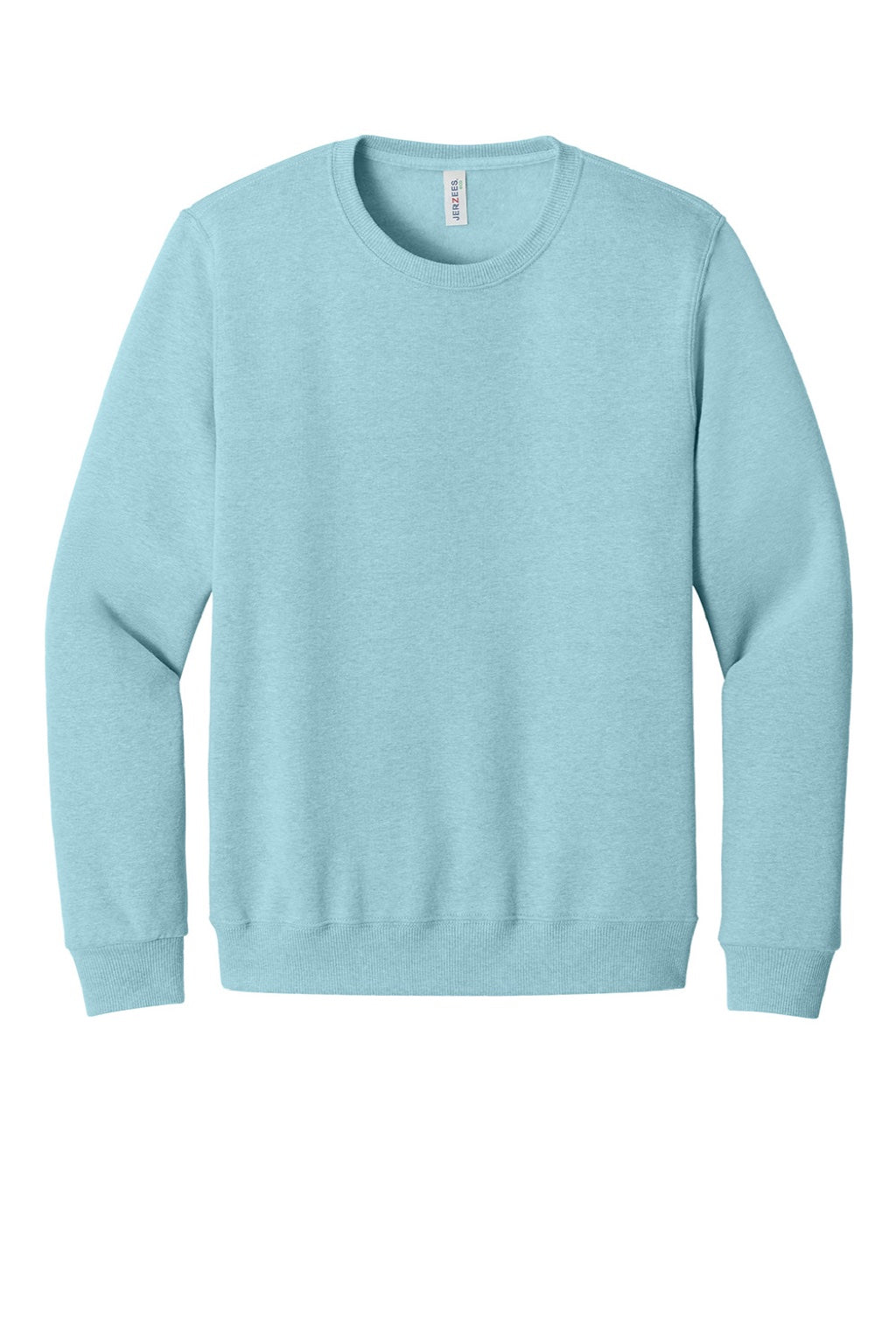 Jerzees 701M/701MR Mens Eco Premium Moisture Wicking Crewneck Sweatshirt Heather Cloud Blue Flat Front