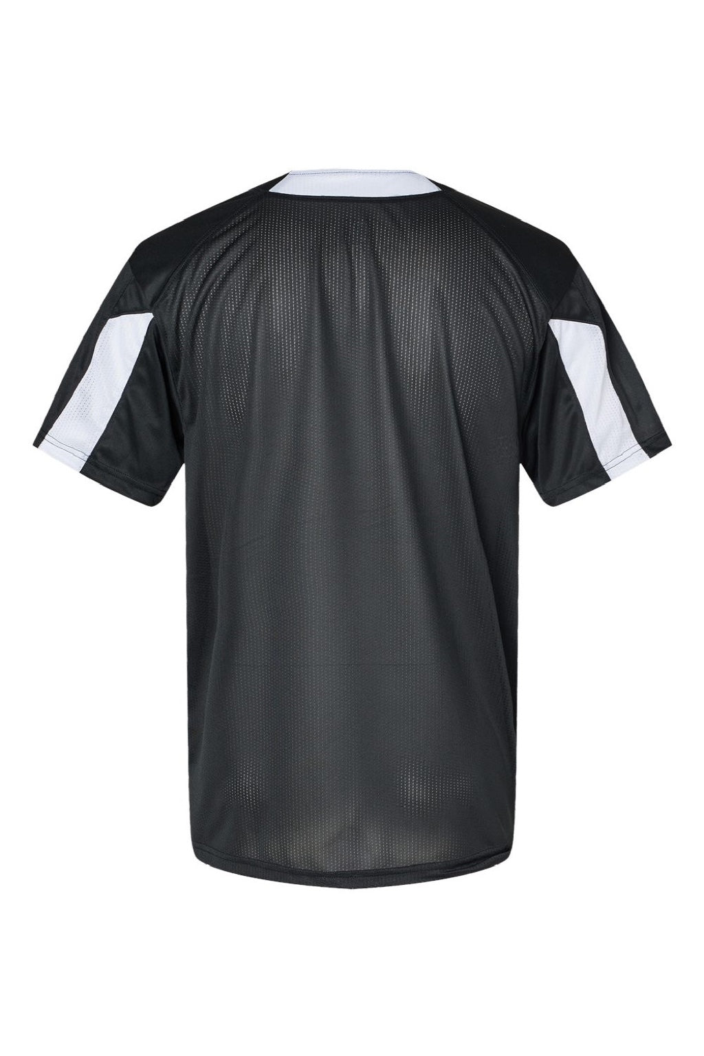 Alleson Athletic 7976 Mens Striker Placket Short Sleeve Jersey Black/White Flat Back