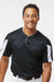 Alleson Athletic 7976 Mens Striker Placket Short Sleeve Jersey Black/White Model Front
