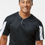 Alleson Athletic Mens Moisture Wicking Striker Placket Short Sleeve Jersey - Black/White - New