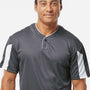 Alleson Athletic Mens Moisture Wicking Striker Placket Short Sleeve Jersey - Graphite Grey/White - New