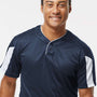 Alleson Athletic Mens Moisture Wicking Striker Placket Short Sleeve Jersey - Navy Blue/White - New