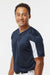 Alleson Athletic 7976 Mens Striker Placket Short Sleeve Jersey Navy Blue/White Model Side
