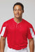 Alleson Athletic 7976 Mens Striker Placket Short Sleeve Jersey Red/White Model Front