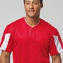 Alleson Athletic Mens Moisture Wicking Striker Placket Short Sleeve Jersey - Red/White - New