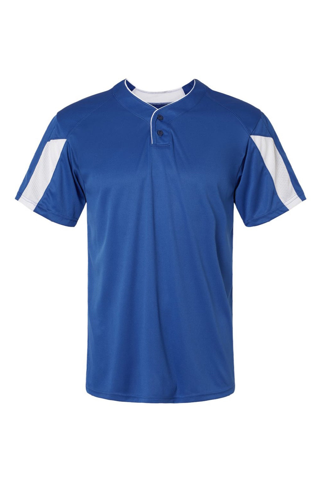 Alleson Athletic 7976 Mens Striker Placket Short Sleeve Jersey Royal Blue/White Flat Front