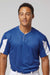 Alleson Athletic 7976 Mens Striker Placket Short Sleeve Jersey Royal Blue/White Model Front