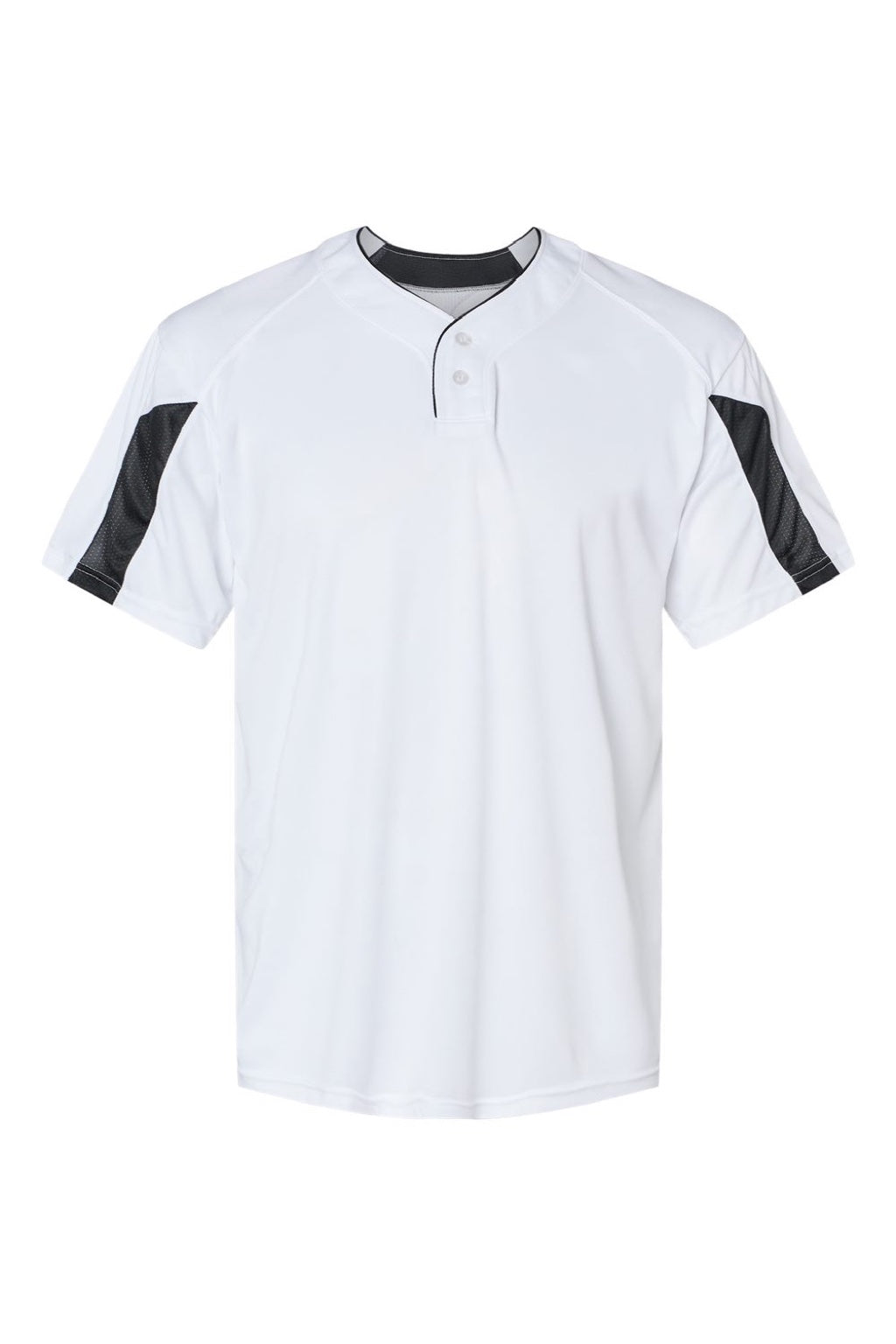 Alleson Athletic 7976 Mens Striker Placket Short Sleeve Jersey White/Black Flat Front