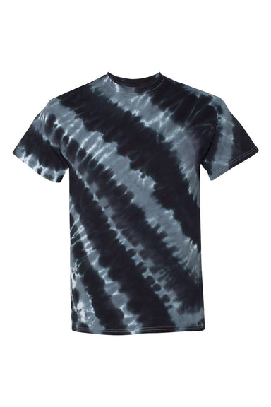 Dyenomite 200TL Mens Tilt Tie Dyed Short Sleeve Crewneck T-Shirt Black Flat Front