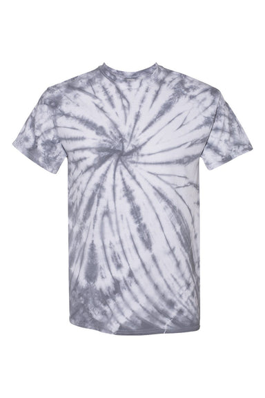 Dyenomite 200CC Mens Contrast Cyclone Tie Dyed Short Sleeve Crewneck T-Shirt Silver Grey Flat Front