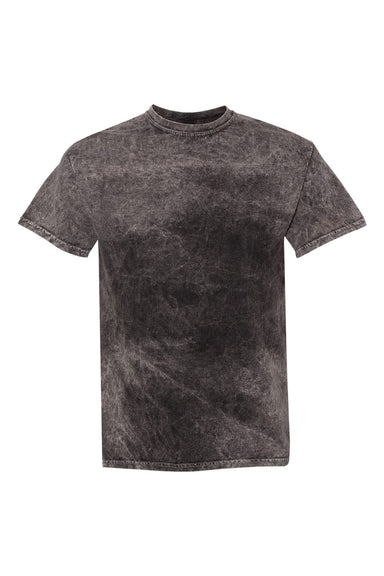 Dyenomite 200MW Mens Mineral Wash Short Sleeve Crewneck T-Shirt Black Flat Front