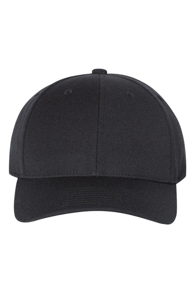 Yupoong 6789M Mens Premium Curved Visor Snapback Hat Black Flat Front