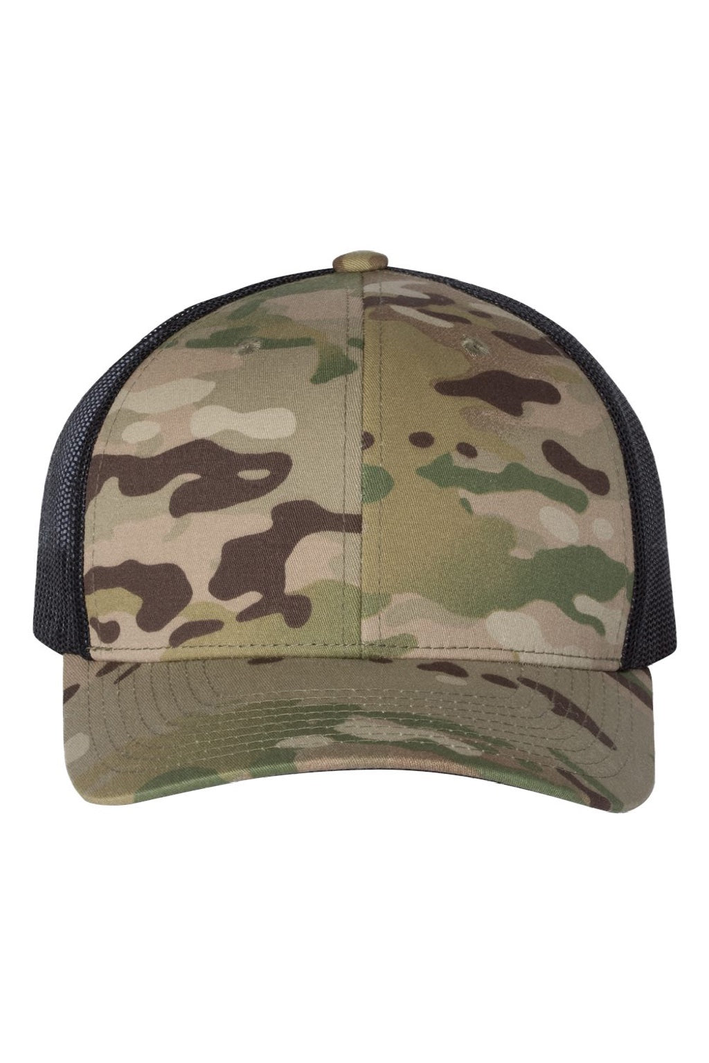 Yupoong Hats 6606 Mens Retro Snapback Trucker Hat Multicam Green/Black Flat Front