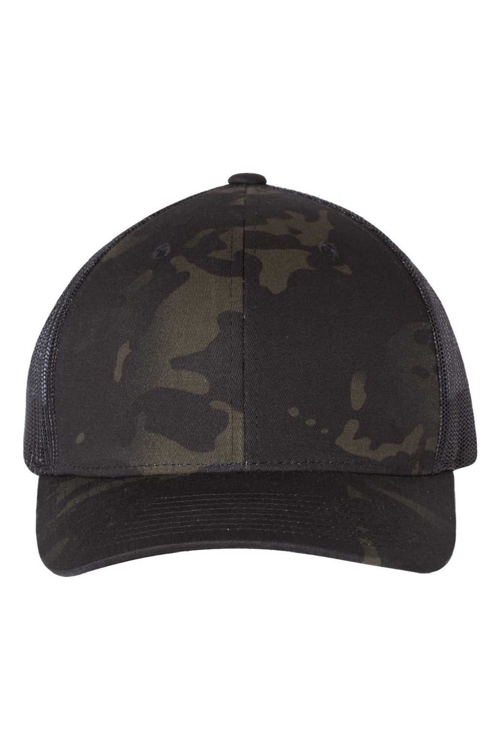 Yupoong Hats 6606 Mens Retro Snapback Trucker Hat Multicam Black/Black Flat Front